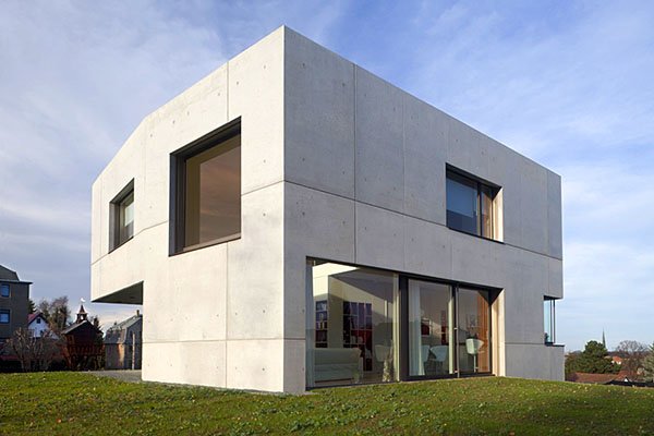 Arkitekttegning av moderne hytte